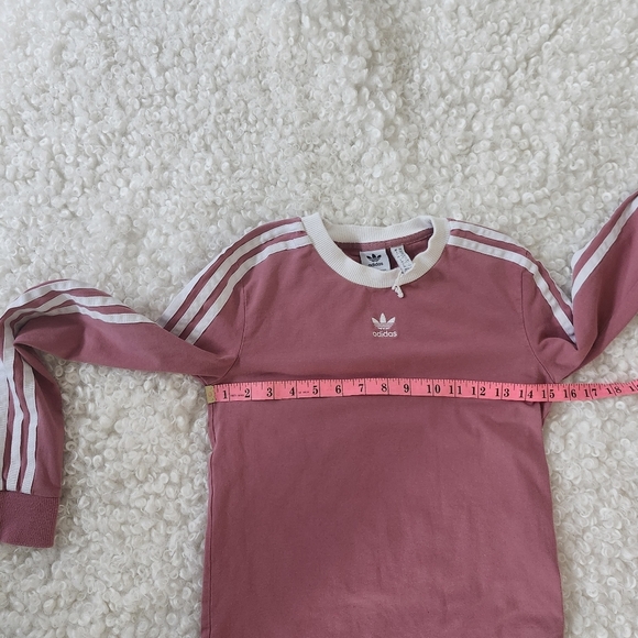 Adidas Originals Teen XXS Pink Trace Maroon 3 Stripes Long Sleeve Logo Shirt Top - Picture 10 of 10